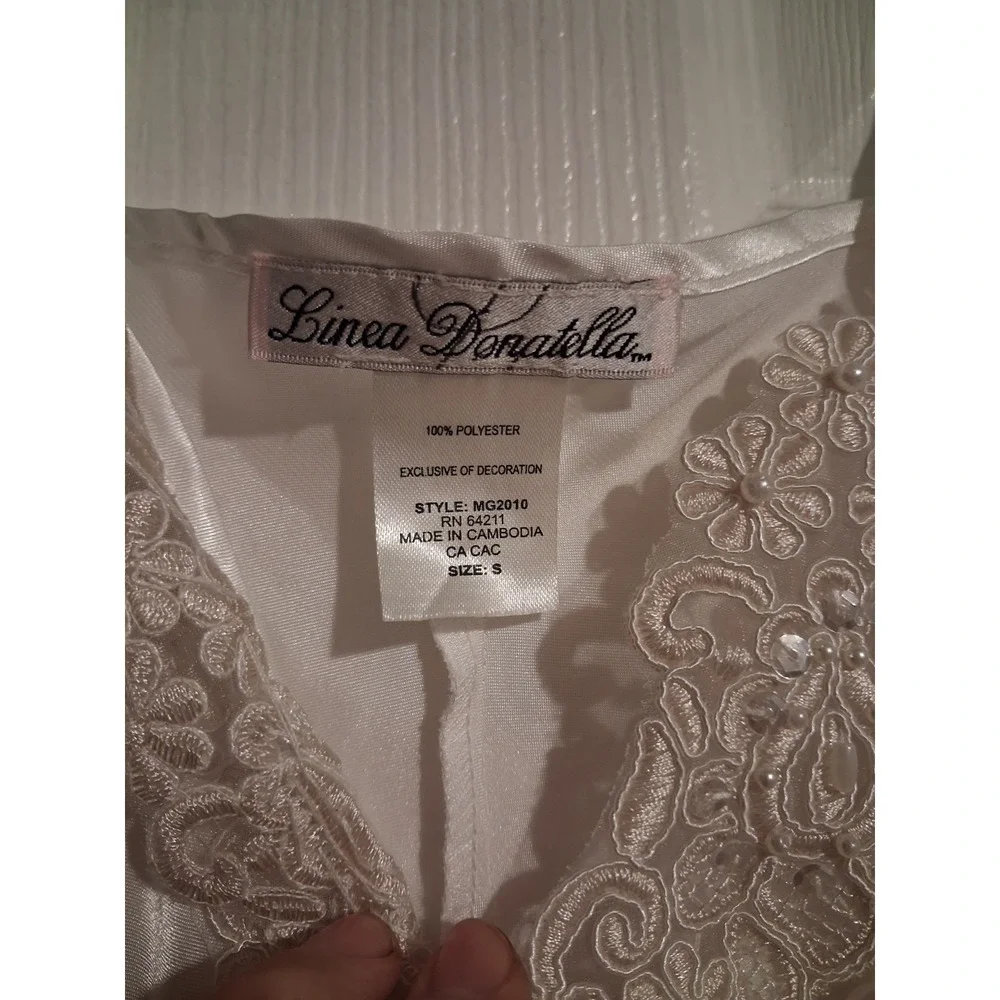 Ivory Satin Babydoll Cami Beaded Floral Lace Pearl Applique Coquette Fairy Y2K S